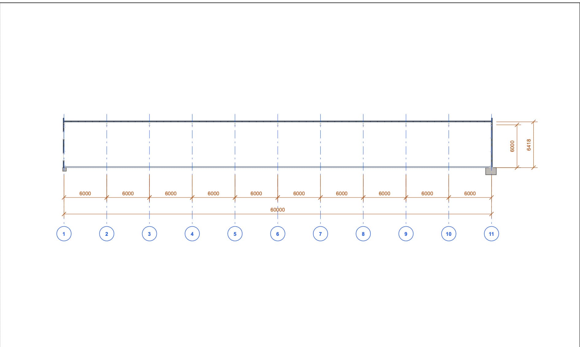 Longitudinal section · 60 m