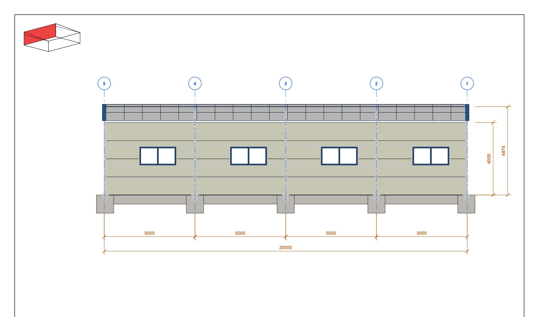 Side view · 20 m