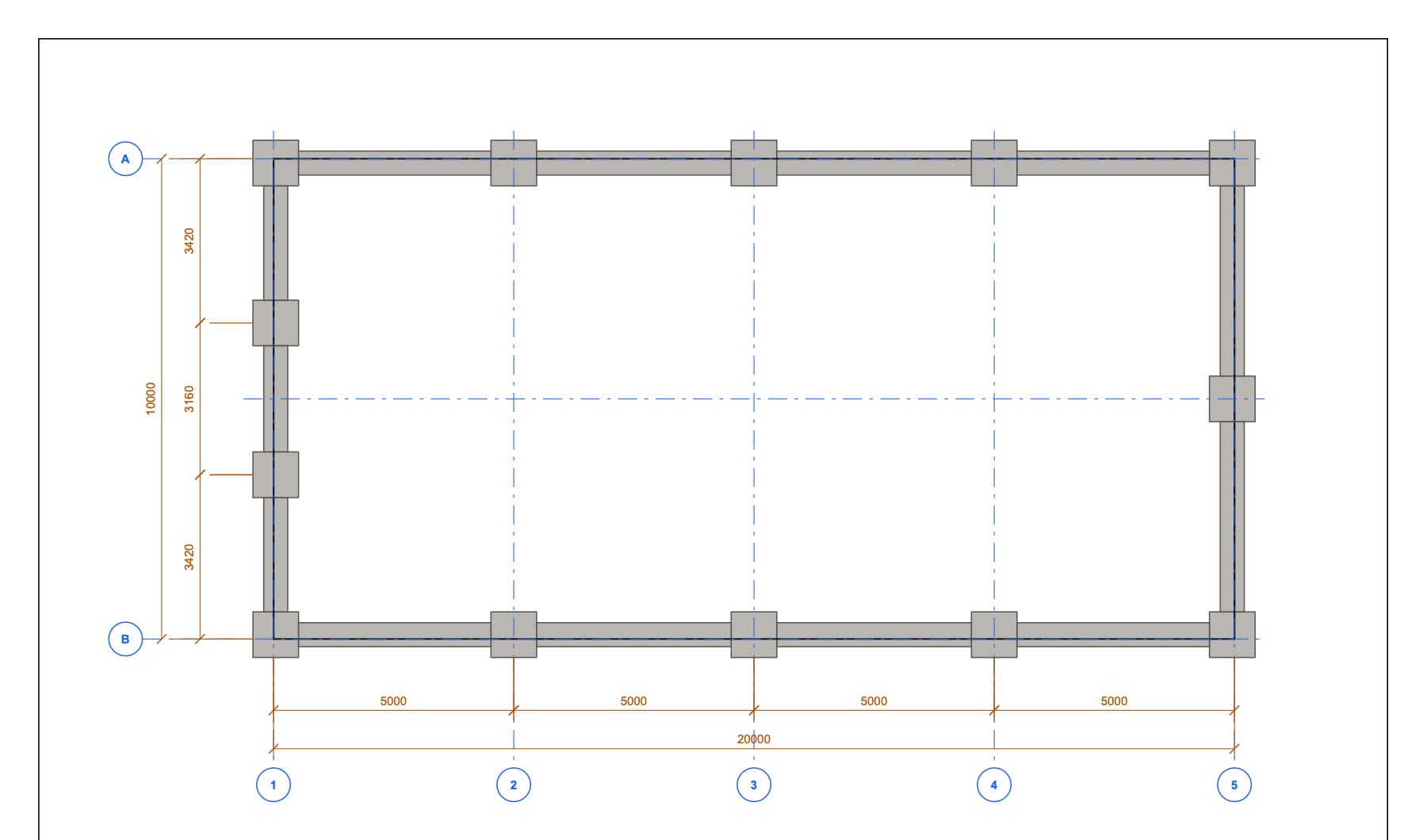 Foundations · 10 × 20 m · 5 frames