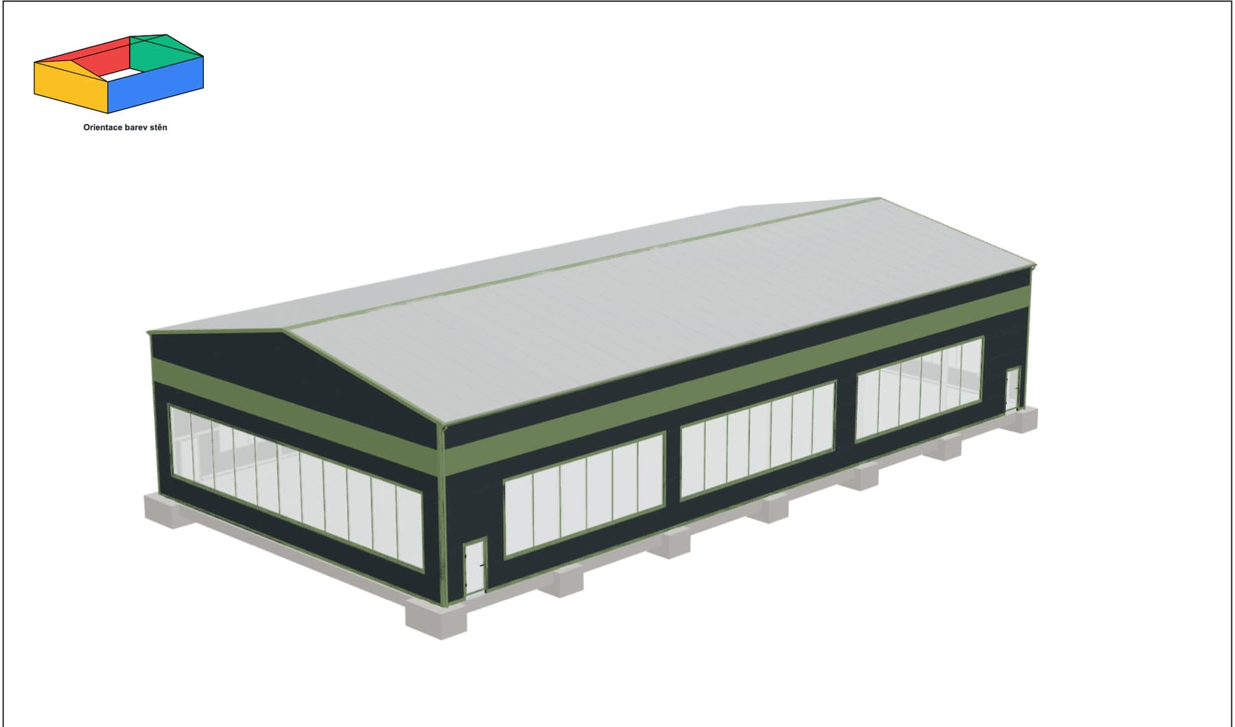 Spatial model · 18 × 36 × 7–8.7 m