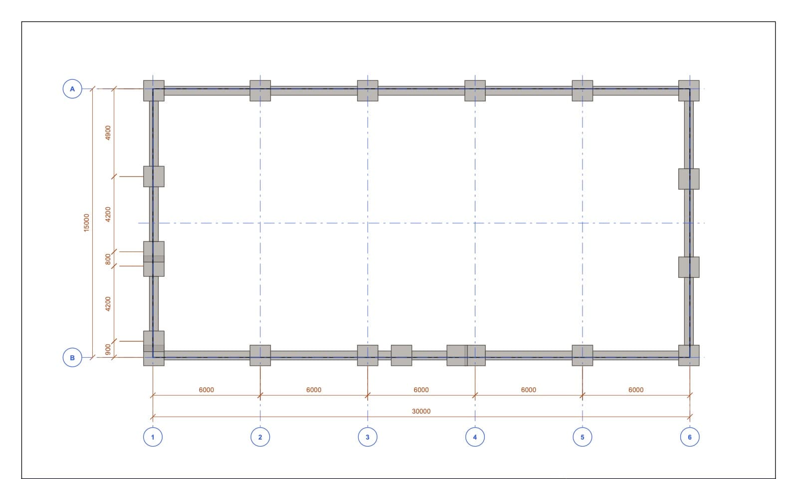 Foundations · 15 × 30 m