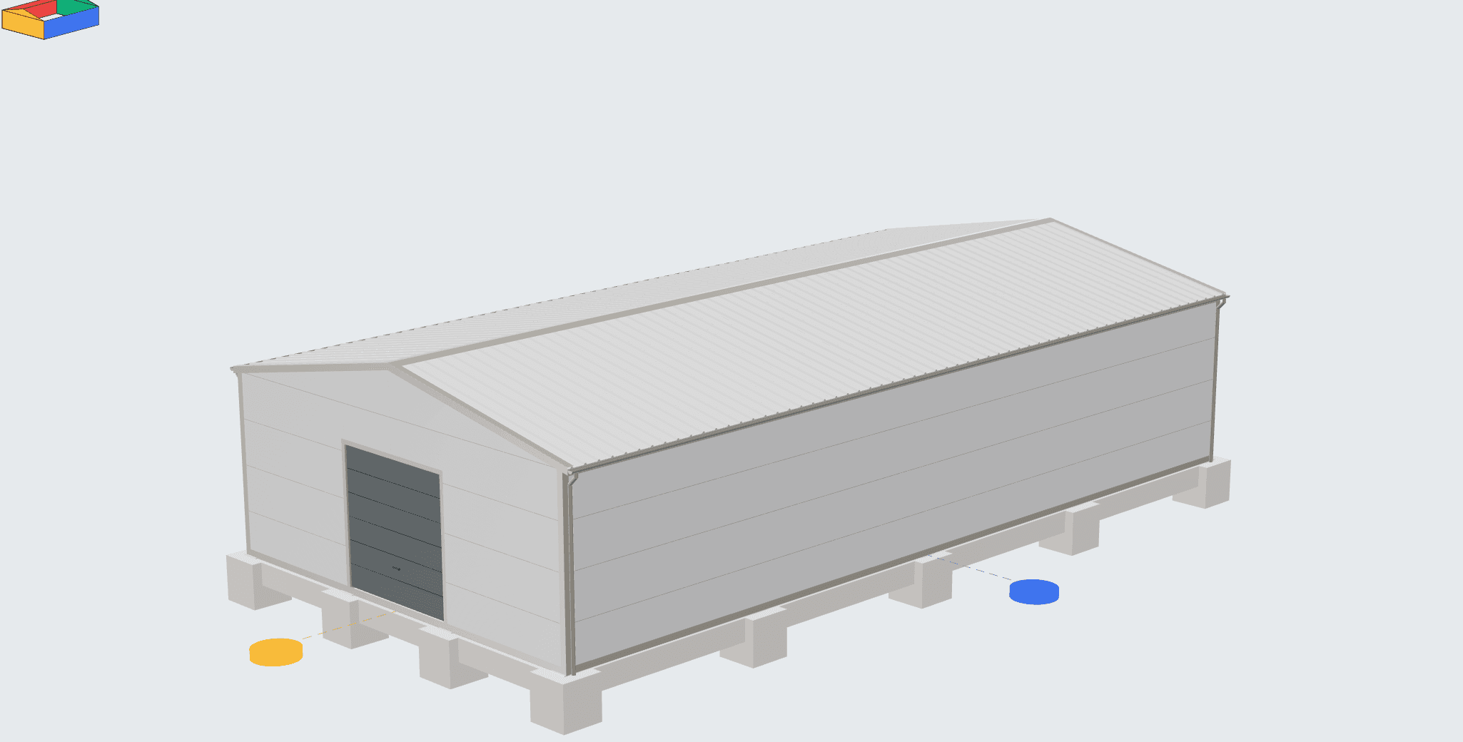 HallConcept Studio interface for configuring a prefabricated hall in 3D