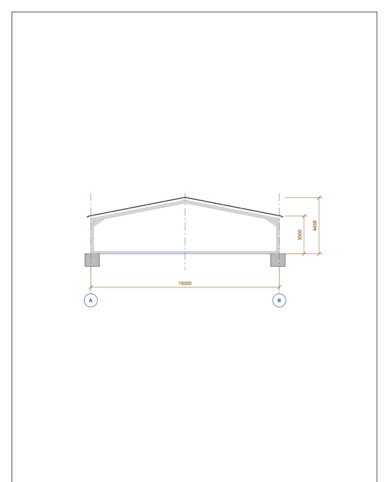 Cross-section · 15 × 3–4.5 m