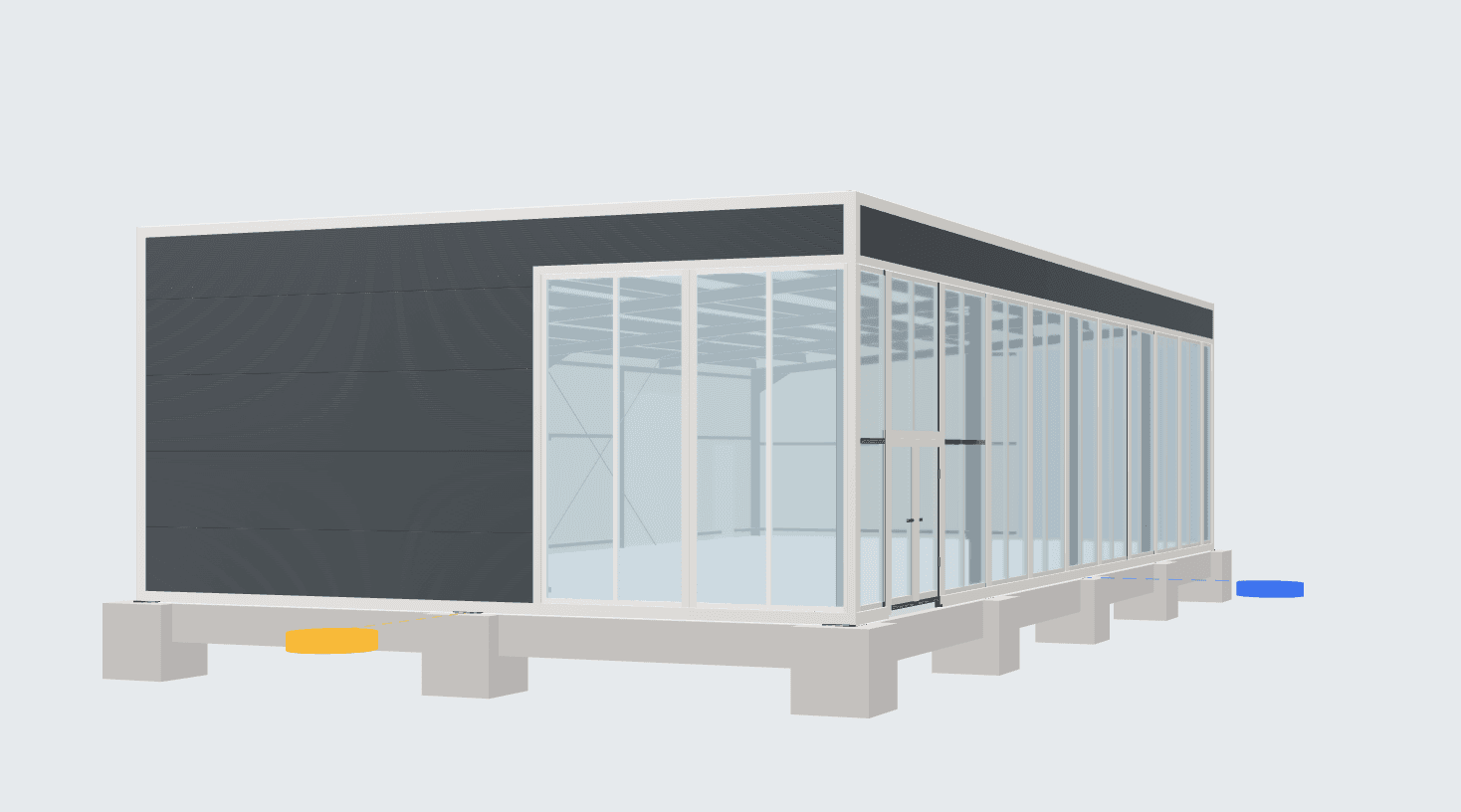 Technický 3D model oplášteného showroomu a predajne